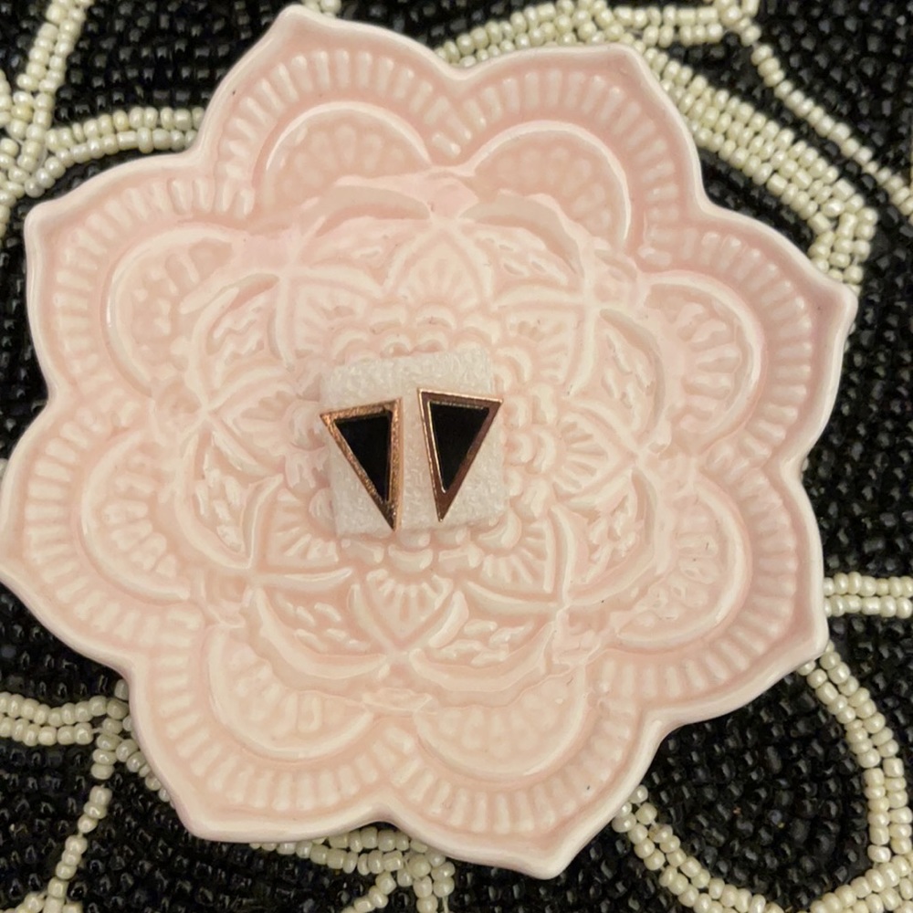 2/$20 Ear Fleek Triangle Black & Gold Earrings